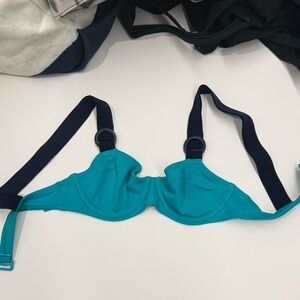 aerie Teal and Navy Women's Bikini Top
